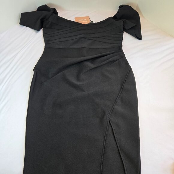 BAOSUU Midi Bodycon Dress Tummy Control Dress Sz: 12 Black - Picture 2 of 16